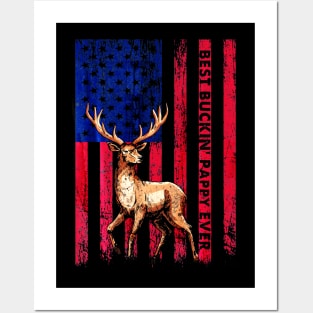 Best Buckin Pappy Ever US Flag Hunting Posters and Art